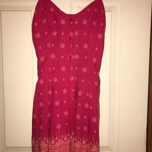 FOREVER 21 Romper RED/GOLD Print Adjust Straps S